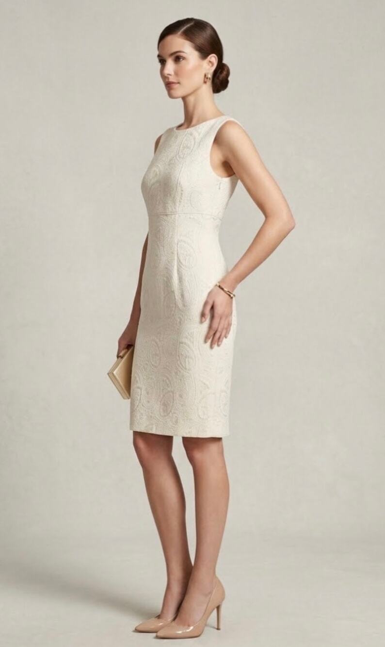 Alex Marie Winter White Sleeveless Sheath Dress Size 4 Minimalist